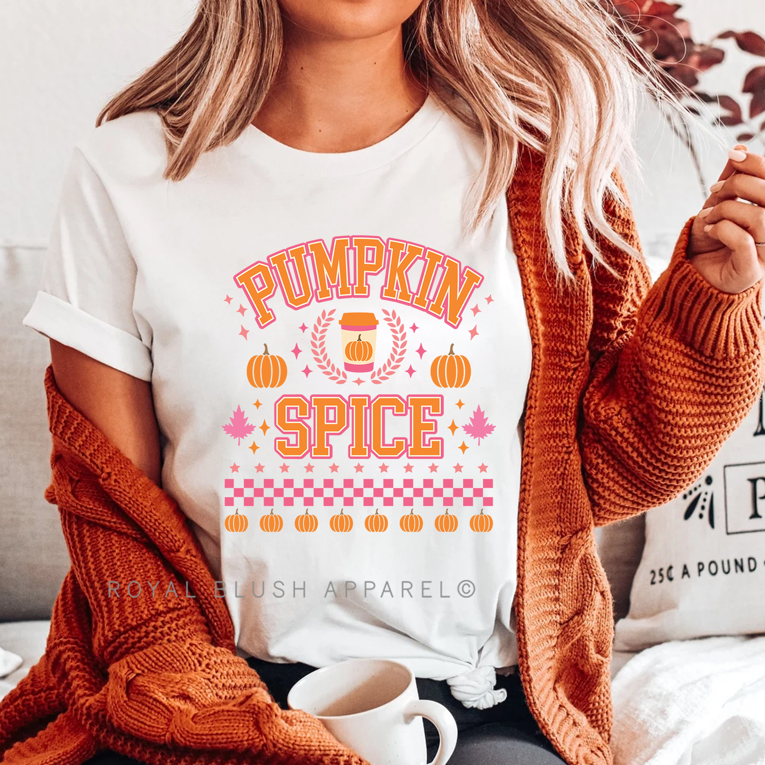 T-shirt unisexe décontracté University Pumpkin Spice