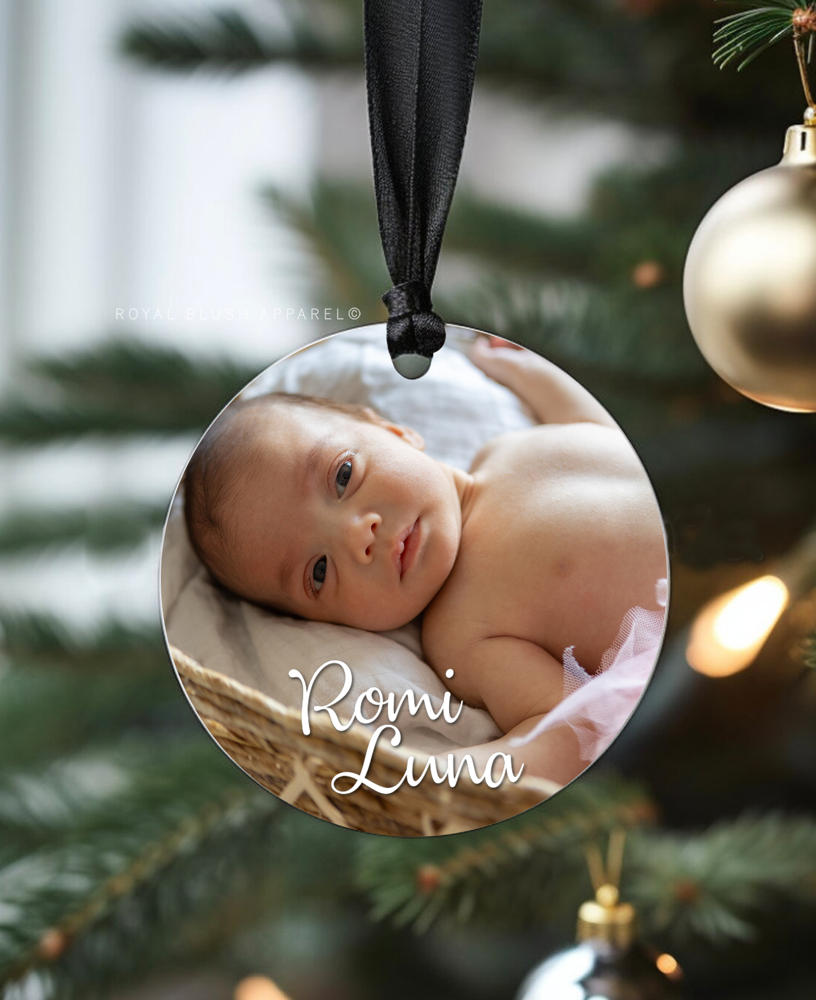 Custom Baby Round Photo Ornament