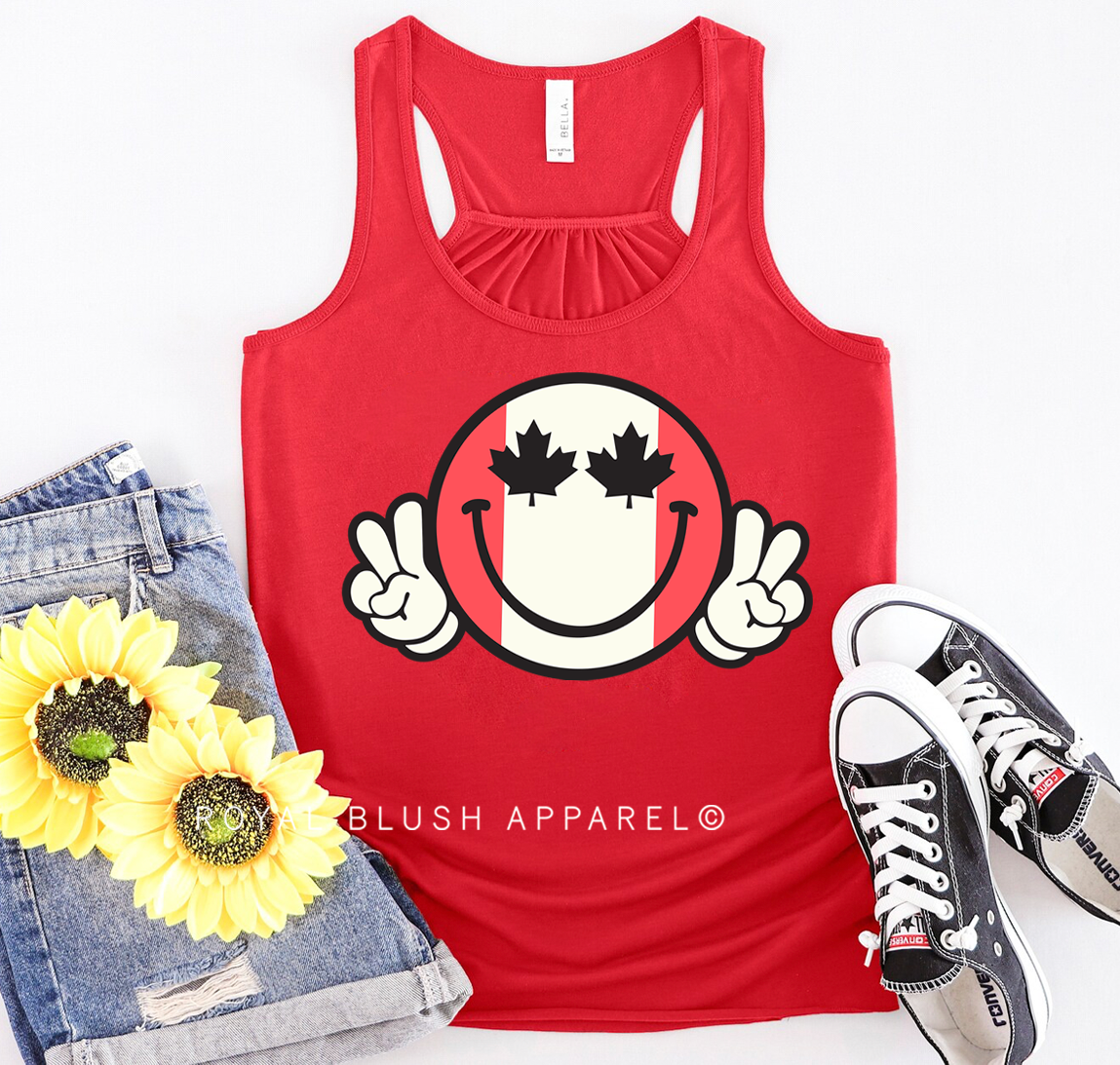 Smiley Canada Ladies Flowy Tank