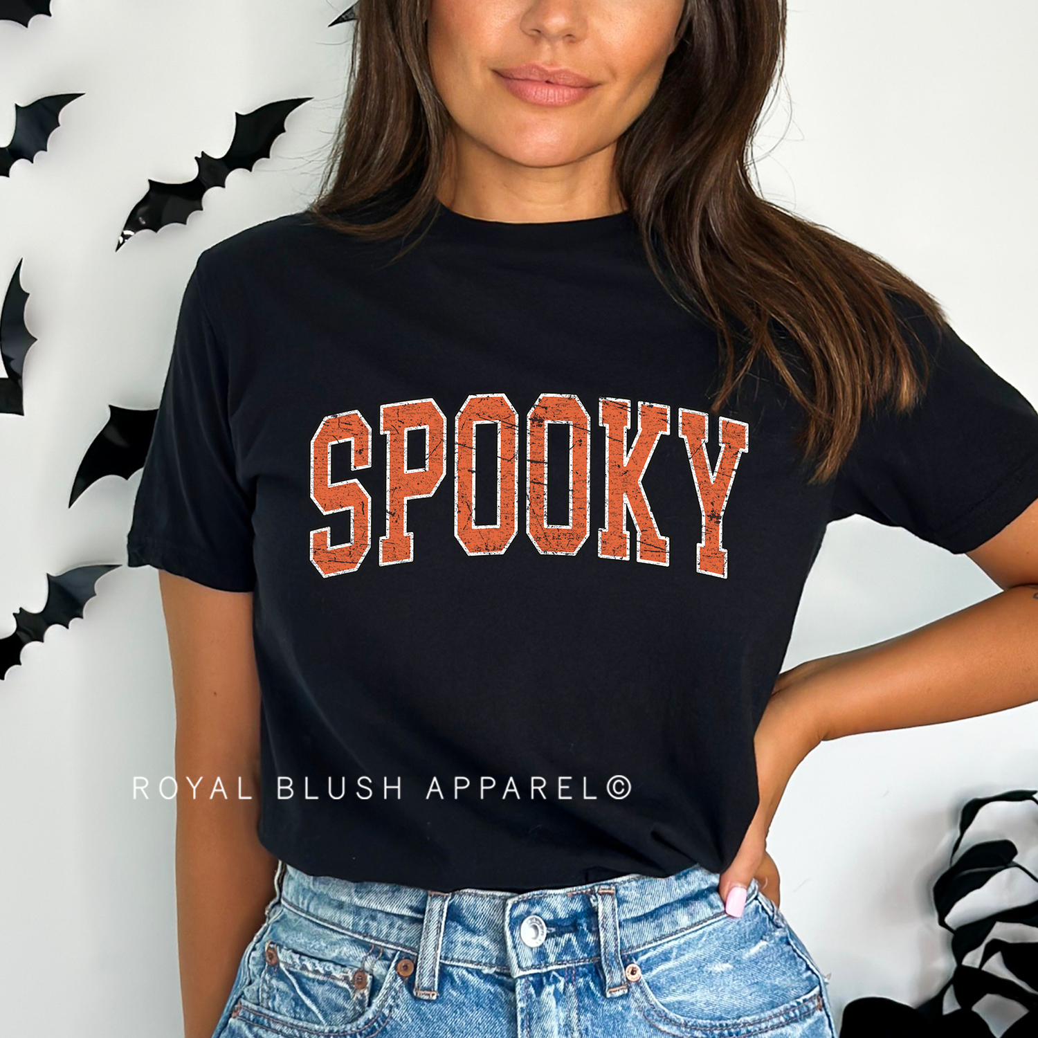 Orange SPOOKY T-shirt unisexe décontracté