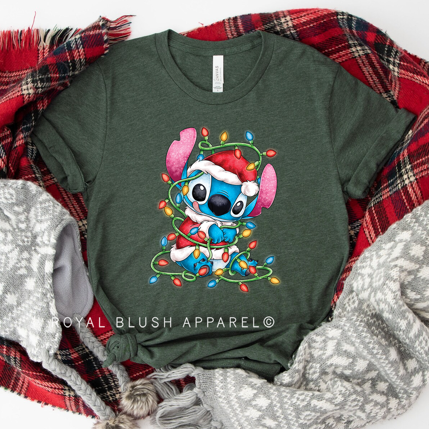 Stitch Christmas Lights Relaxed Unisex T-shirt