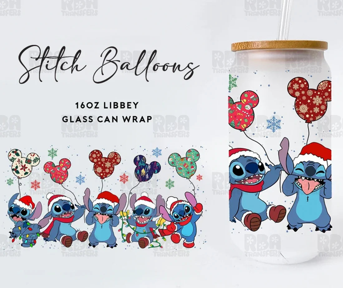 Stitch Balloons Iced Coffee Glass