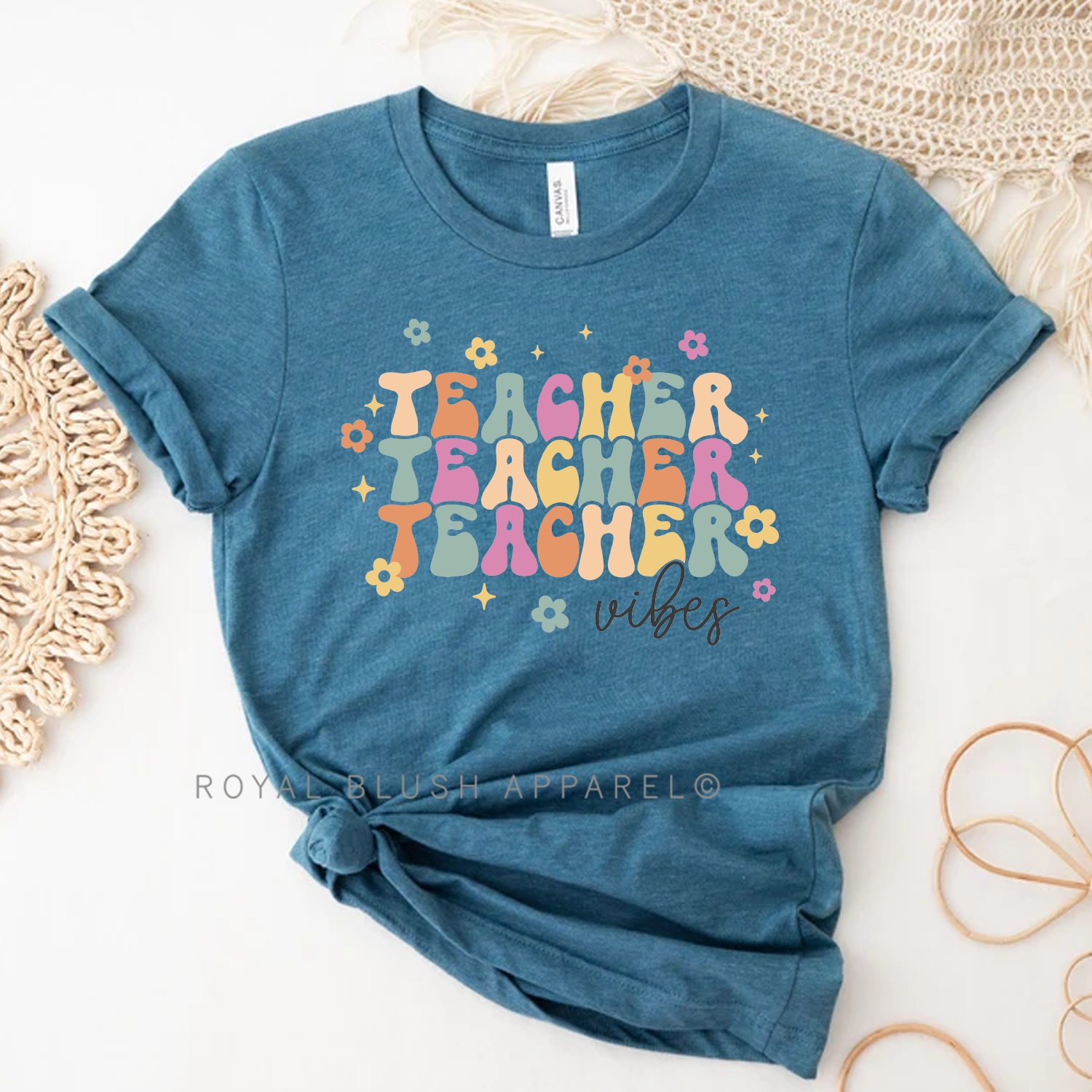 Teacher Vibes T-shirt unisexe décontracté