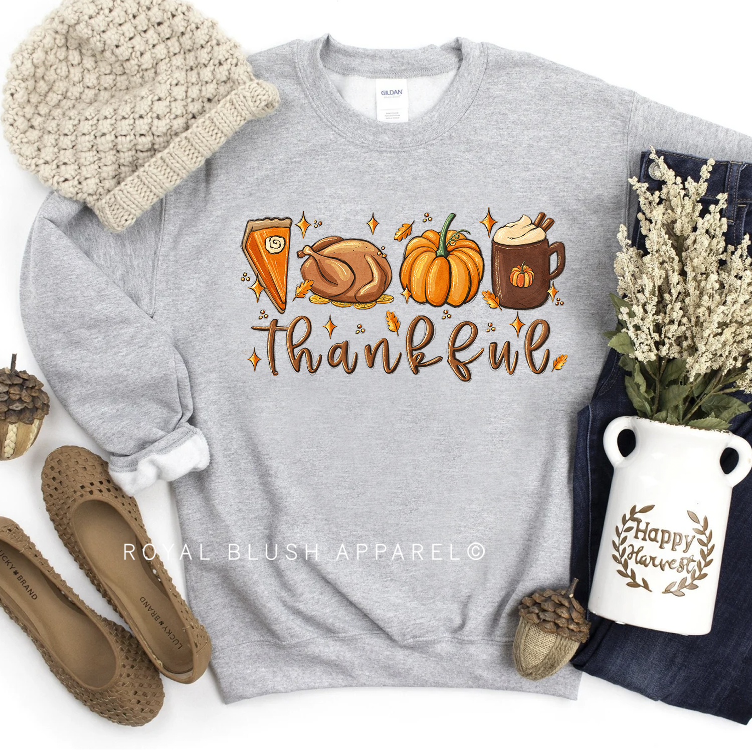 Pie Turkey Pumpkin Coffee Thankful Sweatshirt