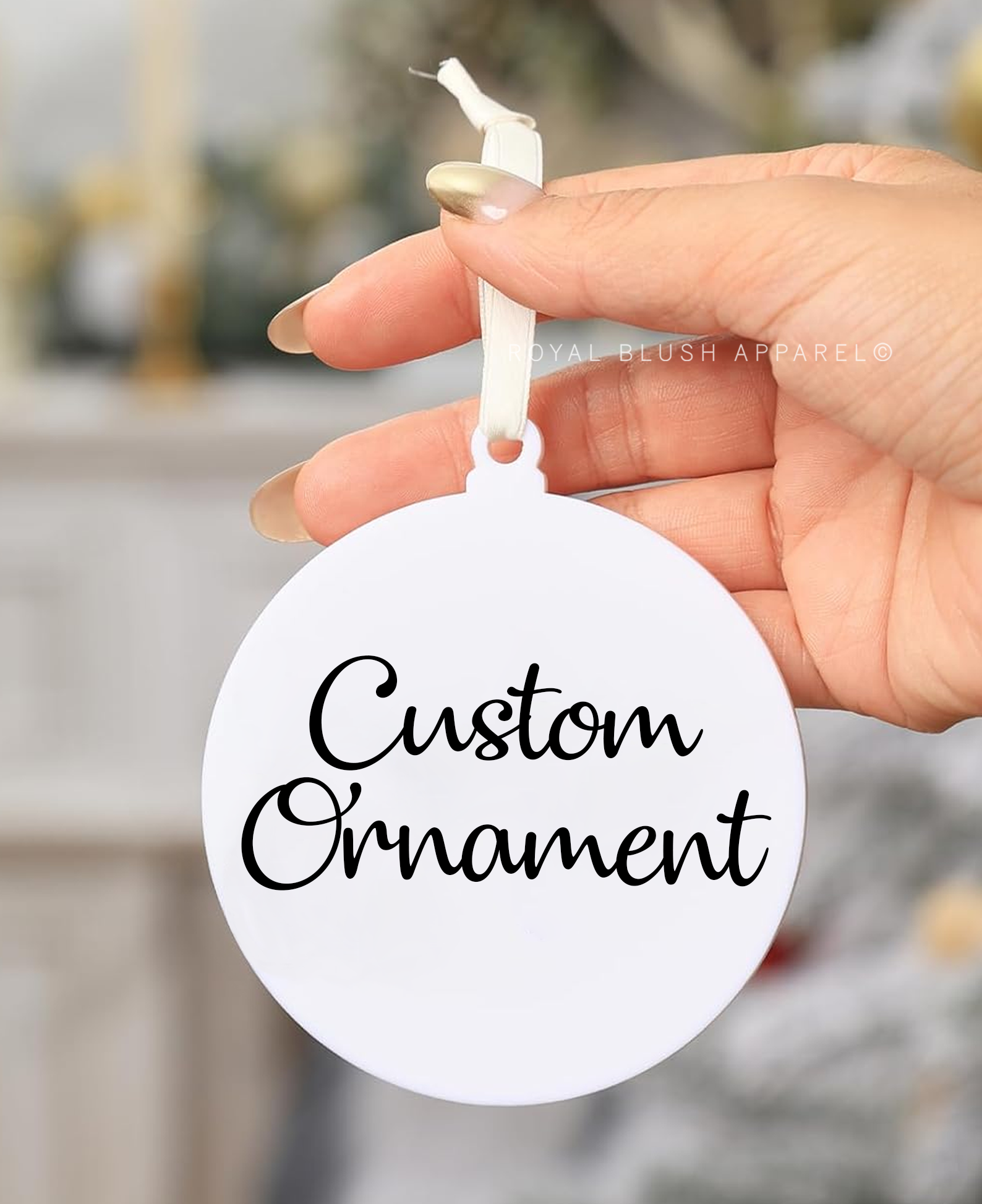 Custom White Acrylic Round Ornament