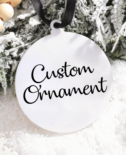 Custom White Acrylic Round Ornament