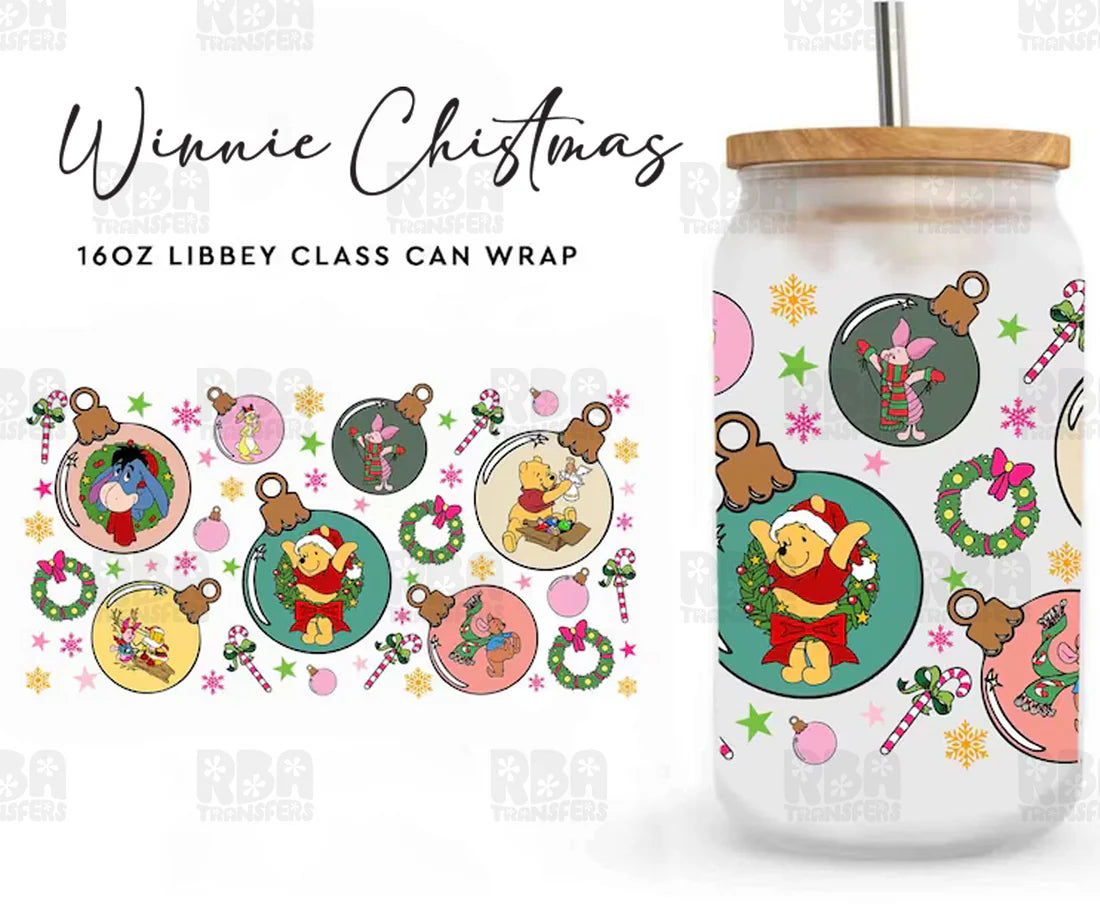 Winnie Christmas Iced Coffee Glass