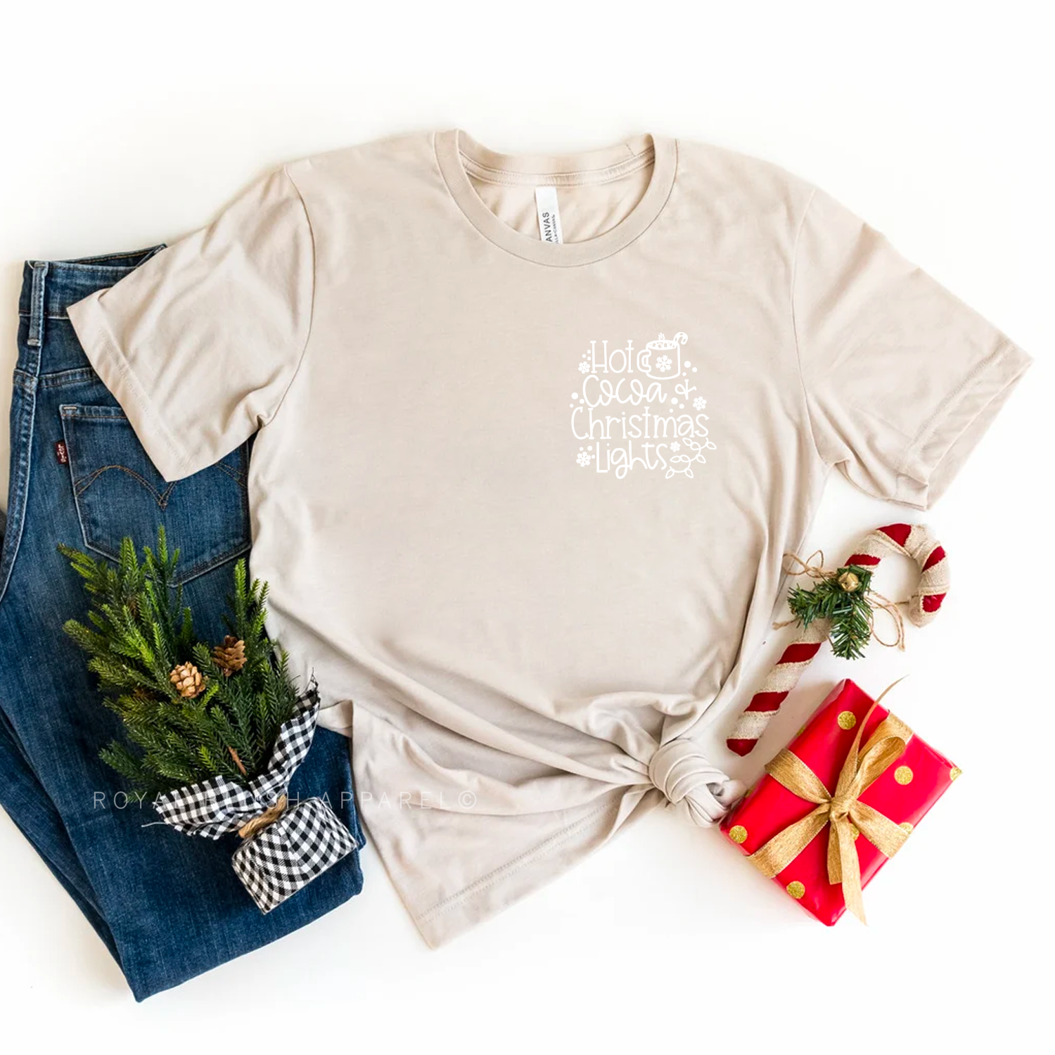 Hot Cocoa + Christmas Lights Relaxed Unisex T-shirt