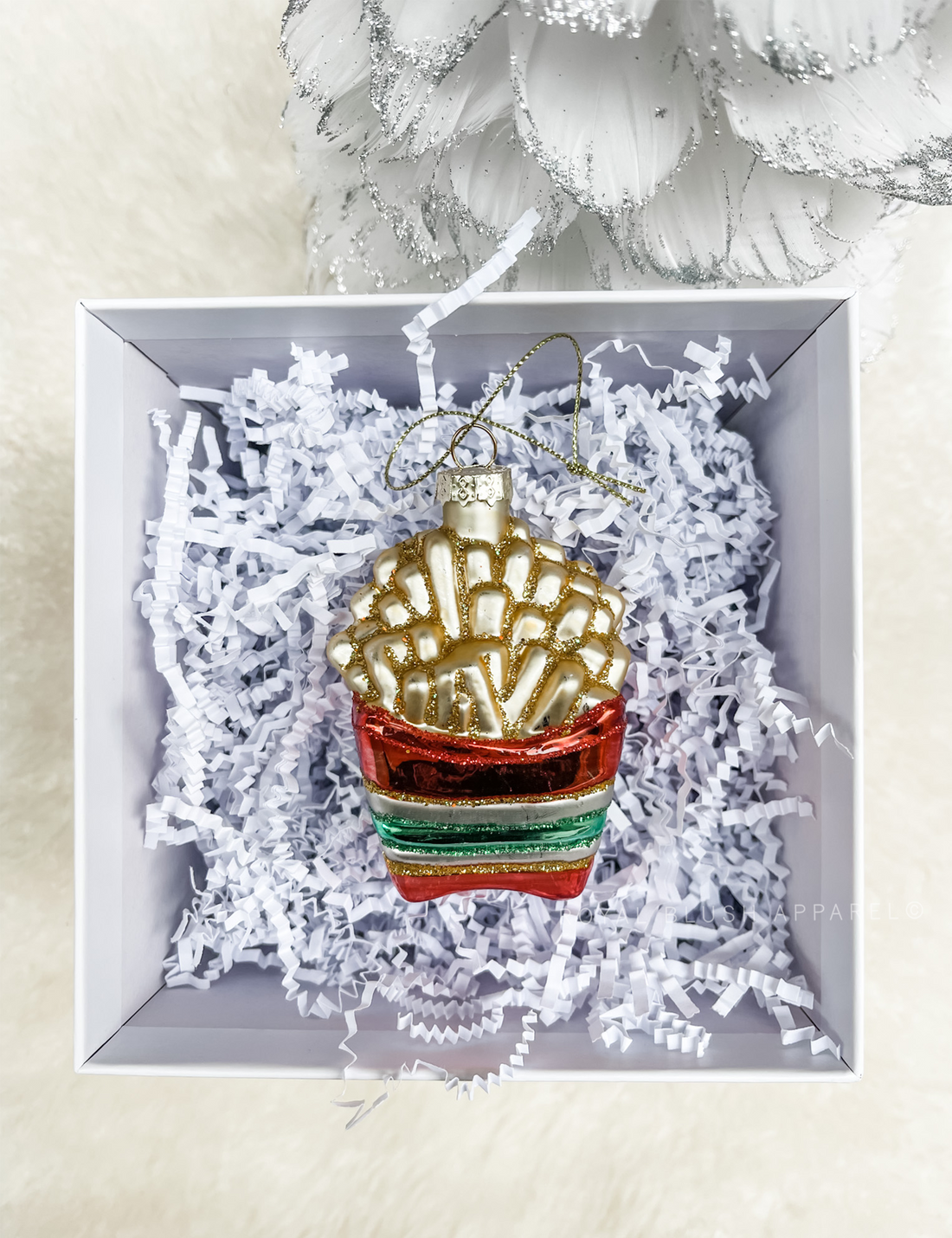 French Fries Glass Ornament