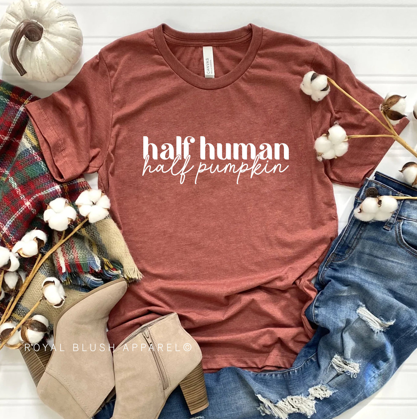 Half Human Half Pumpkin Relaxed Unisex T-shirt