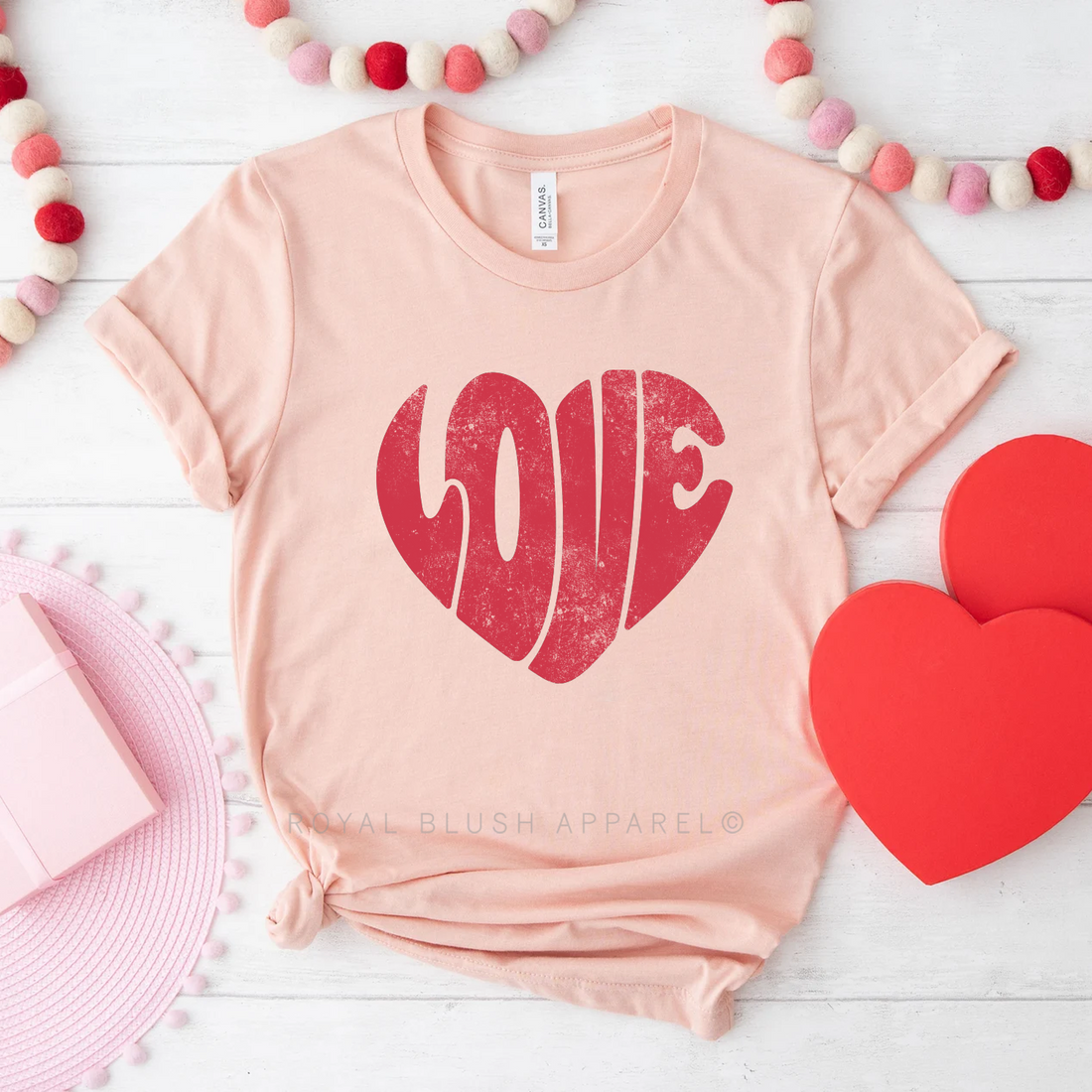 Love Red Retro Heart Relaxed Unisex T-shirt