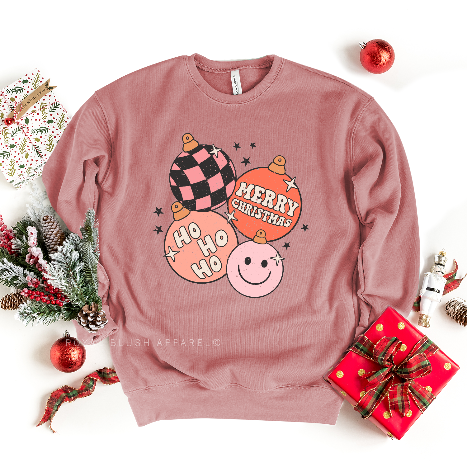 Pink Ornaments Babe Crewneck