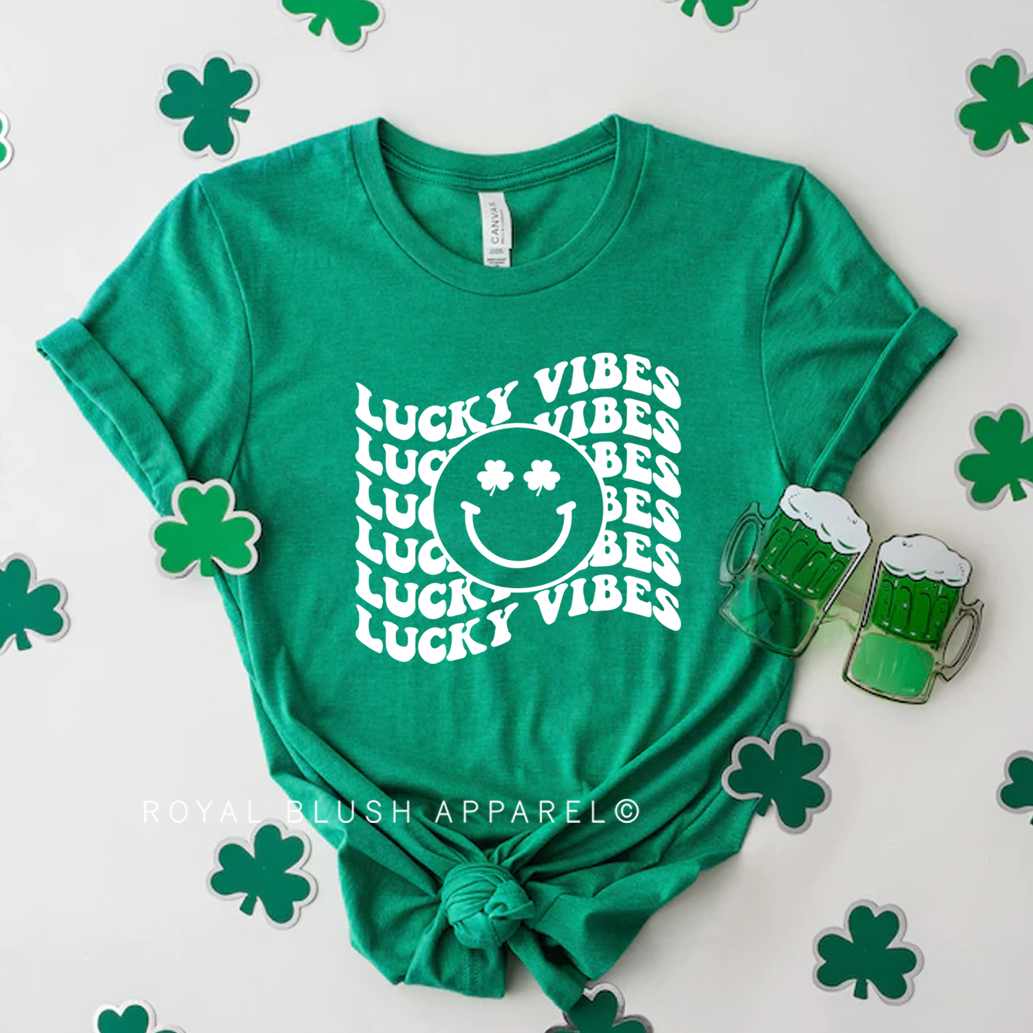 T-shirt unisexe décontracté Smiley Lucky Vibes