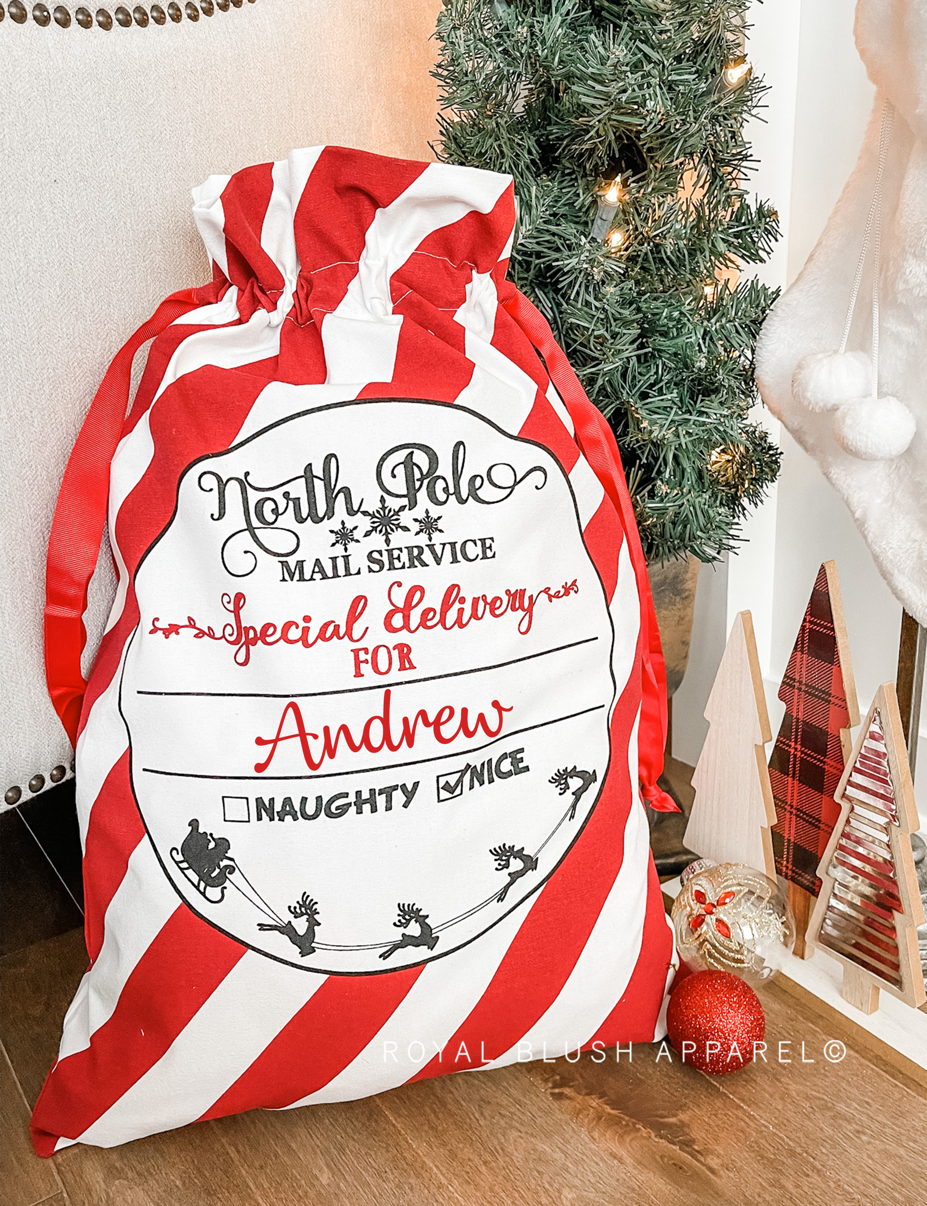 Red Striped Santa Sack