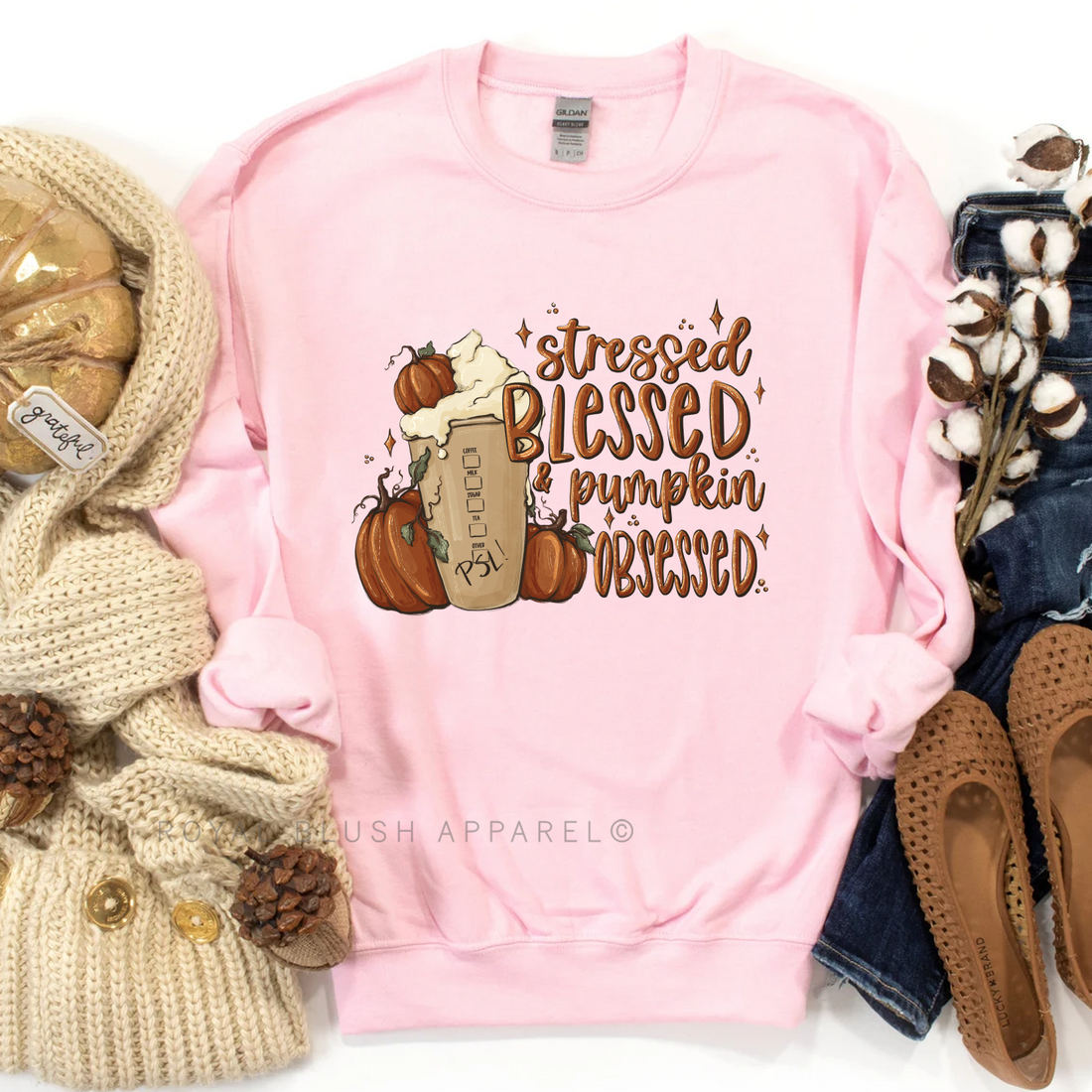 Stressed Blessed &amp; Pumpkin Obsessed Sweatshirt